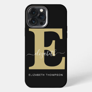 Funda Para iPhone 13 Pro Max Nombre de guión personalizado oro negro
