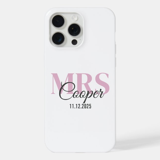 Funda Para iPhone Nombre de la novia con fecha Boda Crimson IpP rosa (Reverso )