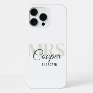 Funda Para iPhone 16 Pro Max Nombre de la novia con fecha de boda Texto de colo