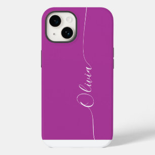 Funda Para iPhone 14 Nombre de letra cursiva caligráfica elegante blanc