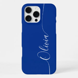 Funda Para iPhone 16 Pro Max Nombre de letra de caligrafía elegante blanco azul