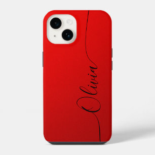 Funda Para iPhone 14 Nombre de letra elegante en rojo y negro