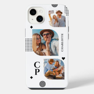 Funda Para iPhone 14 Plus Nombre de monograma 3 Colaje de fotos moderno y el