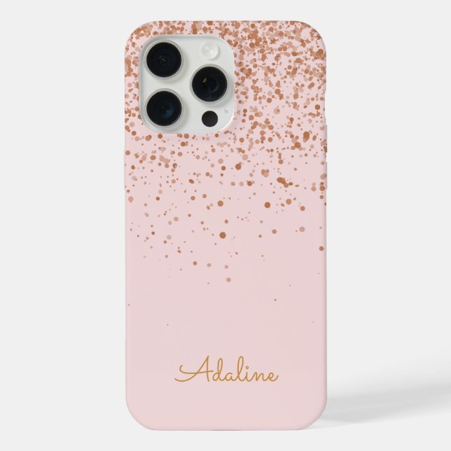 Funda Para iPhone Nombre de monograma con brillo dorado (Reverso )