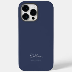 Funda Para iPhone 14 Pro Max Nombre de monograma de letra script azul marino mo