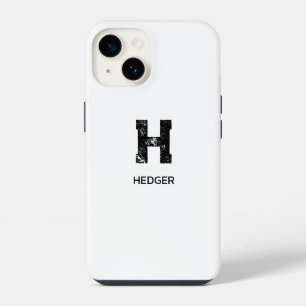 FUNDA PARA iPhone 14 NOMBRE DE MONOGRAMA DE UNA LETRA MINIMALISTA NEGRO