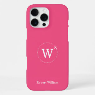 Funda Para iPhone 16 Pro Max Nombre de monograma personalizado moderno   Rosa B