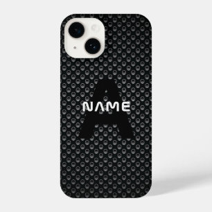 Funda Para iPhone 14 Nombre de monograma personalizado Textura en blanc