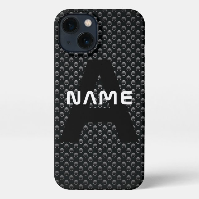 Funda Para iPhone Nombre de monograma personalizado Textura en blanc (Reverso )