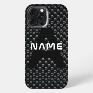 Funda Para iPhone 13 Pro Max Nombre de monograma personalizado Textura en blanc