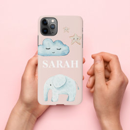 Funda Para iPhone 11Pro Max Nombre de niño rosa y azul pastel moderno