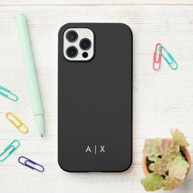 Funda Para iPhone Nombre de pareja simple monograma (En el escritorio)