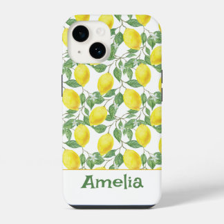 Funda Para iPhone 14 Nombre de patrón de limón amarillo lindo