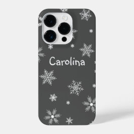 Funda Para iPhone 14 Pro nombre de patrón de temporada de vacaciones gris