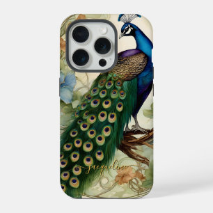 Nombre de pavo real elegante vintage Art Nouveau