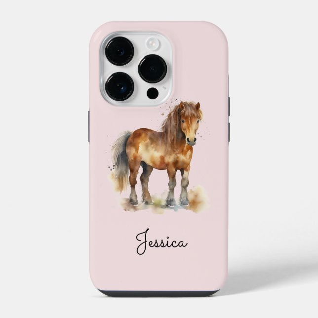 Funda Para iPhone Nombre de poni marrón caprichoso y lindo en letra  (Reverso )