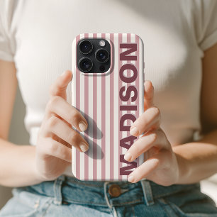 Funda Para iPhone 16 Pro Max Nombre del Día de la Madre con Raya Vertical Blush