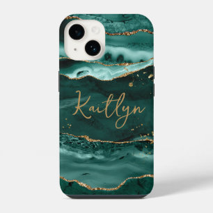 Funda Para iPhone 14 Nombre del guión del Purpurina de oro de Geode de