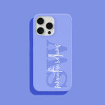 Funda Para iPhone 14 Nombre del guión inicial del monograma azul modern<br><div class="desc">Monograma azul moderno Nombre de script inicial Estuche para iPhone</div>