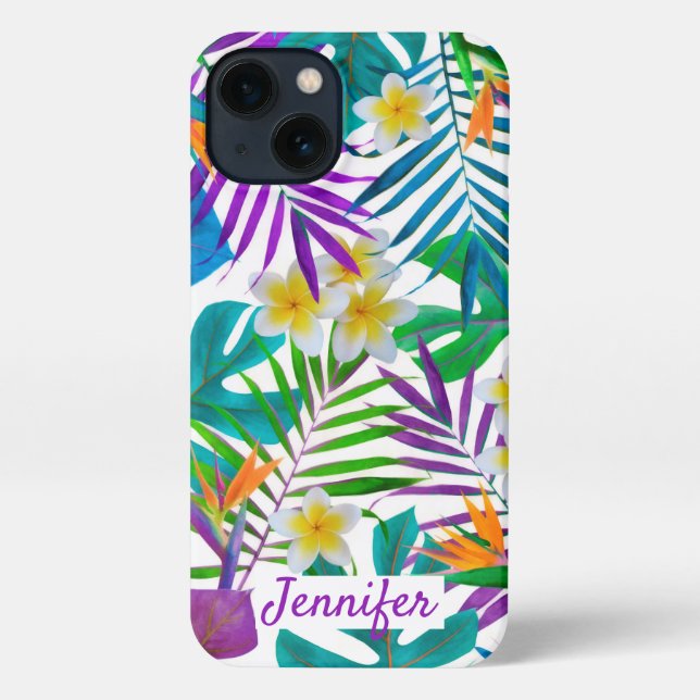 Funda Para iPhone Nombre del monograma del paraíso tropical (Reverso )