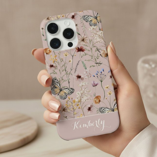 Funda Para iPhone Nombre del patrón de flores silvestres de acuarela (Subido por el creador)