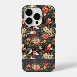 Funda Para iPhone 14 Pro Nombre del patrón de pájaros y flores decorativos
