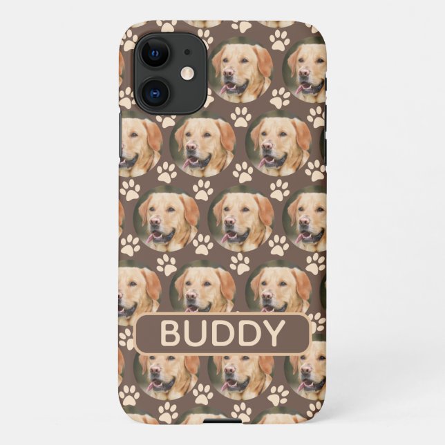 Funda Para iPhone Nombre del perro del patrón fotográfico Mascota pe (Reverso)
