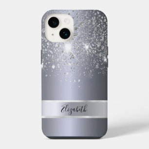 Funda Para iPhone 14 Nombre del purpurina plateado