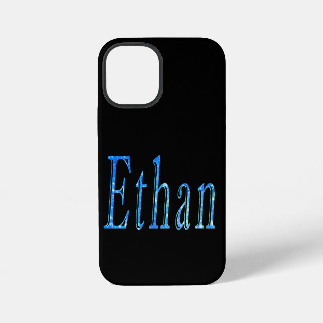 Funda Para iPhone Nombre Ethan Estrellado Azul, (Reverso )