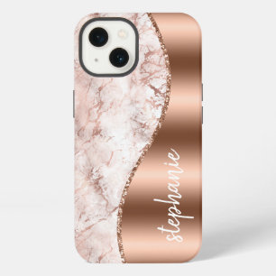 Nombre metálico rosa dorado Glam Marble Pink