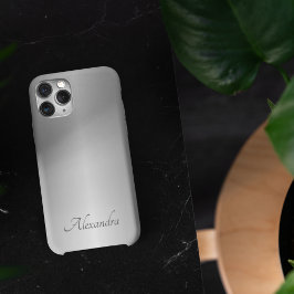 Funda Para iPhone 12 Nombre Metalizado de pincel blanco negro minimalis