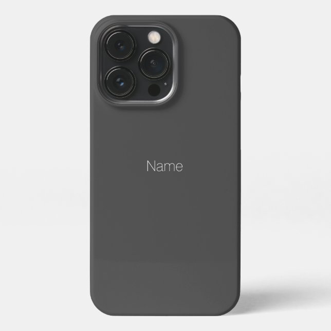 Funda Para iPhone nombre minimalista personalizado monograma carbón  (Reverso)