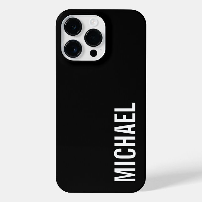 Funda Para iPhone Nombre Minimalista personalizado negro moderno (Reverso)