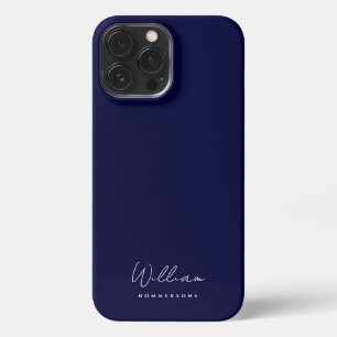Funda Para iPhone 13 Pro Max Nombre moderno Monograma Script Elegante Azul Medi
