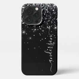 Funda Para iPhone 13 Pro Nombre monoligramado de Purpurina elegante