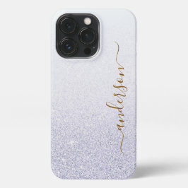 Funda Para iPhone 13 Pro Nombre monoligramado de Purpurina elegante