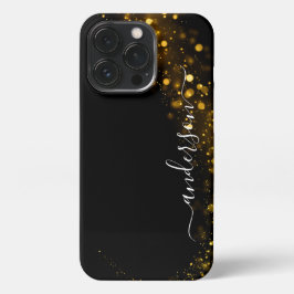Funda Para iPhone 13 Pro Nombre monoligramado de Purpurina elegante