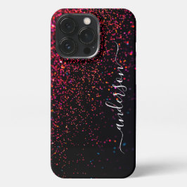 Funda Para iPhone 13 Pro Nombre monoligramado de Purpurina elegante