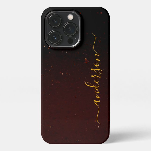 Funda Para iPhone Nombre monoligramado de Purpurina elegante (Reverso)