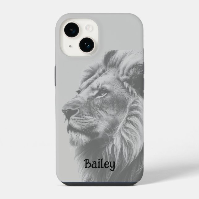 Funda Para iPhone Nombre personalizado animal león (Reverso )