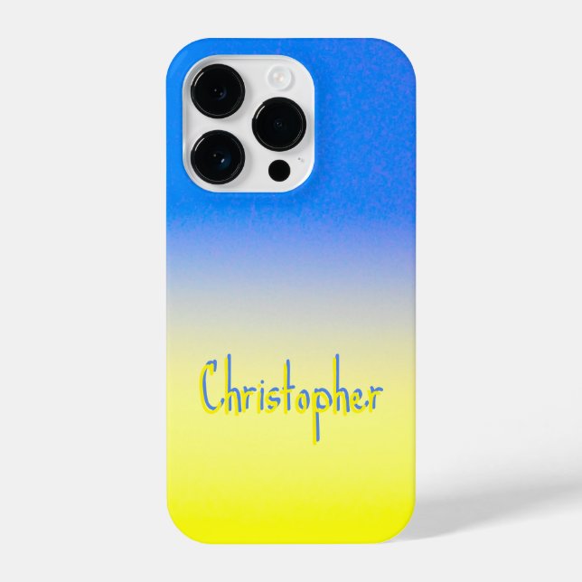 Funda Para iPhone Nombre personalizado azul y amarillo Ucrania inspi (Reverso )