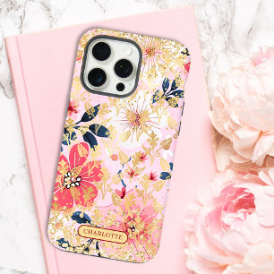 Nombre Personalizado Chic Brillante Floral Rosa Mo