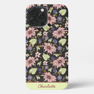 Funda Para iPhone 13 Pro Max Nombre personalizado color floral sin fisuras