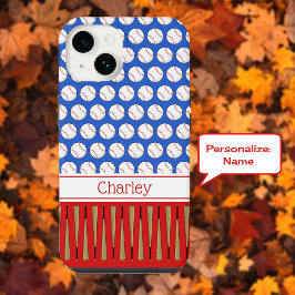 Funda Para iPhone 14 Nombre personalizado con estampado de béisbol rojo
