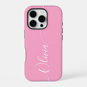 Funda Para iPhone 16 Pro Nombre personalizado con letra de caligrafía rosa