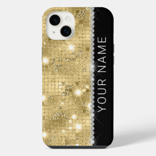Funda Para iPhone 14 Plus Nombre personalizado con purpurina dorada