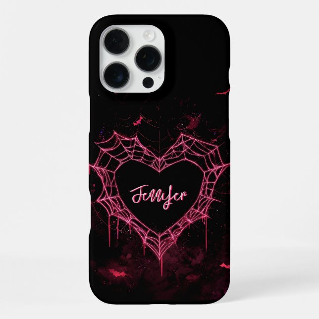 Funda Para iPhone Nombre personalizado Cute Gothic Pink Heart Spider (Reverso )