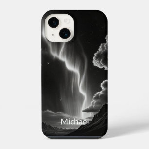 Funda Para iPhone 14 Nombre personalizado de Aurora en blanco y negro