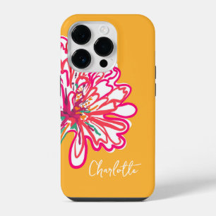 Funda Para iPhone 14 Pro Nombre personalizado de flor colorida artística