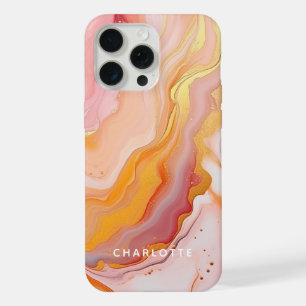 Nombre personalizado de mármol dorado melocotón el